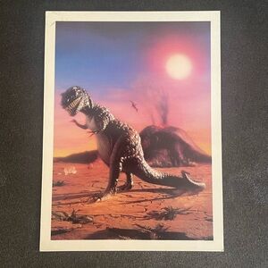 Dinosaur Reptile Poster - Vibrant Sunset Scene